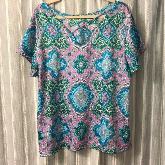 Paisley silk feel top with criss cross back detail - Picture 4 of 8